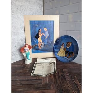 Set of 3 Disney Collectables Vintage 1990's Ariel Figurine Pocahontas Cel BATB